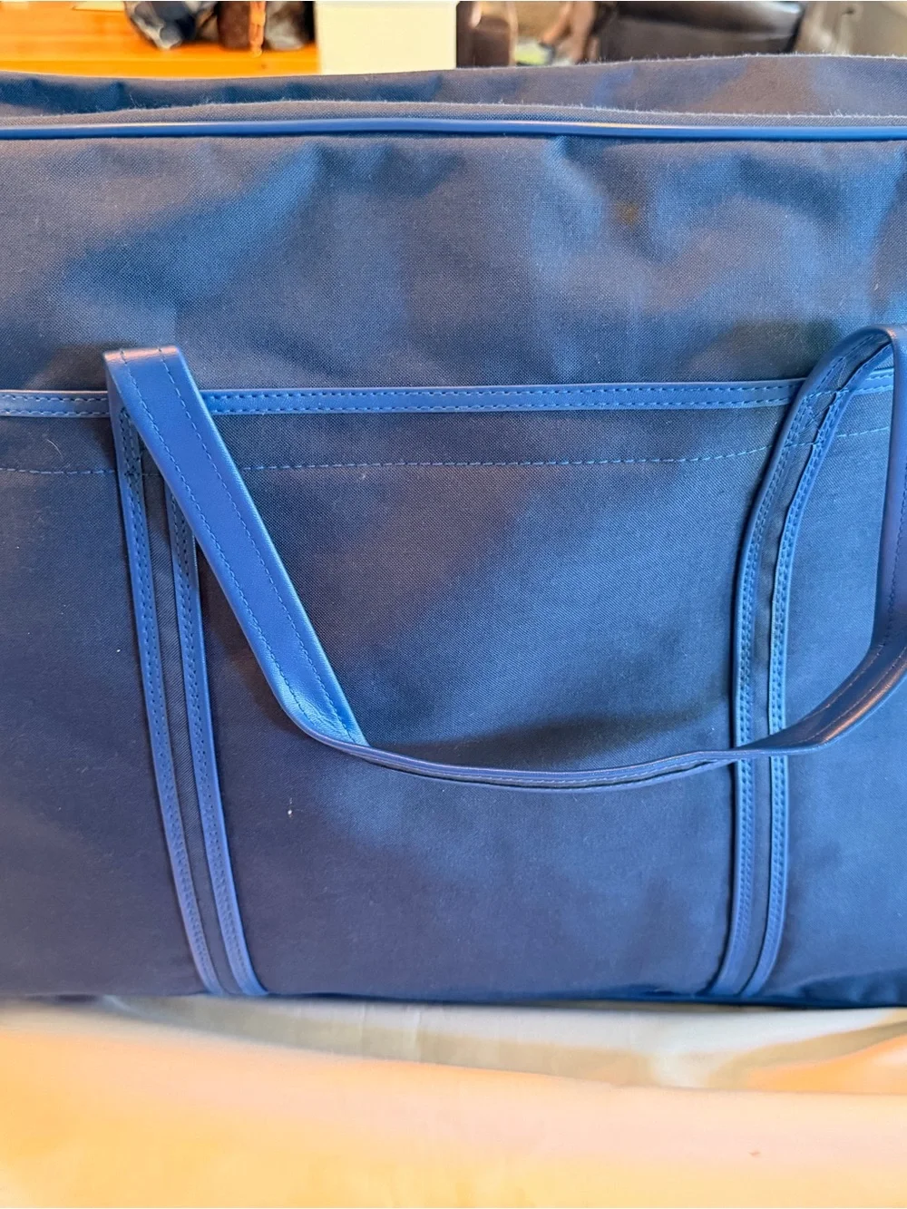 Vintage 1970s RARE NWT Pierre Cardin Large Blue Nylon Luggage Suitcase Bag
